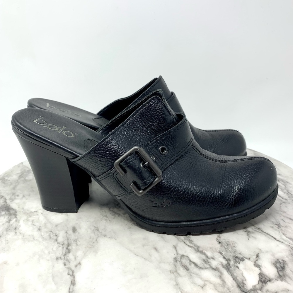 Bolo by Born Buckle Leather Chunky Comfort Clog Mules 9   Classic Bohemian Comfy - Picture 2 of 16